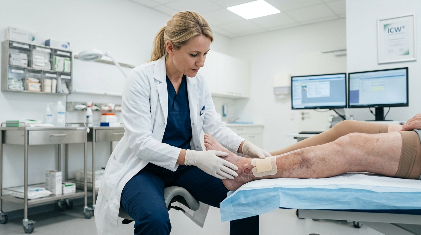 Ulcus Cruris Venosum Vs Arteriosum – Symbolbild (KI) | melocare GmbH